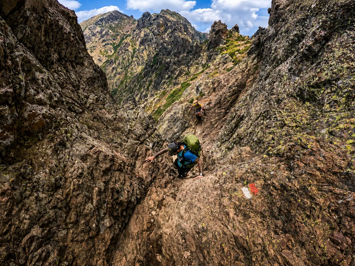 Technical rocky section of the GR20